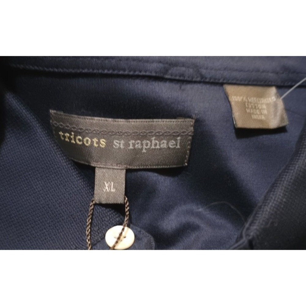 Tricots St Raphael Cotton Navy Blue Polo Short Sleeve Shirt XL NWT - Picture 2 of 6